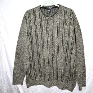 Cotton Traders Styled In Italy 35% Wool Sweater Gray W/Black Stripes Winter Wear